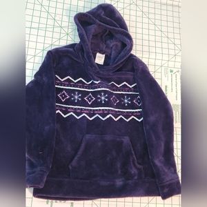 Authentic Disney Frozen Sparkle Snowflake Comfy Fleece Hoodie Girl's Sz 8